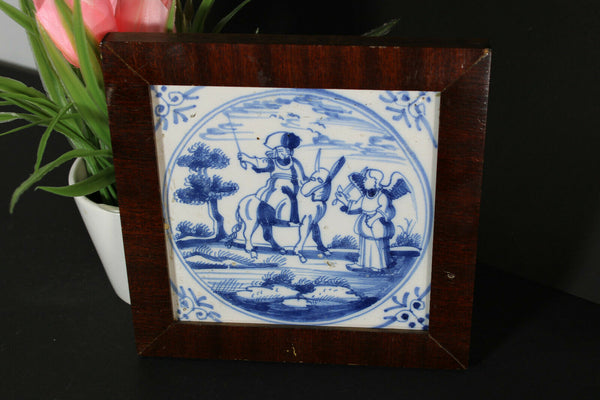 Antique 1800 delft pottery blue white religious bible saint paul scene