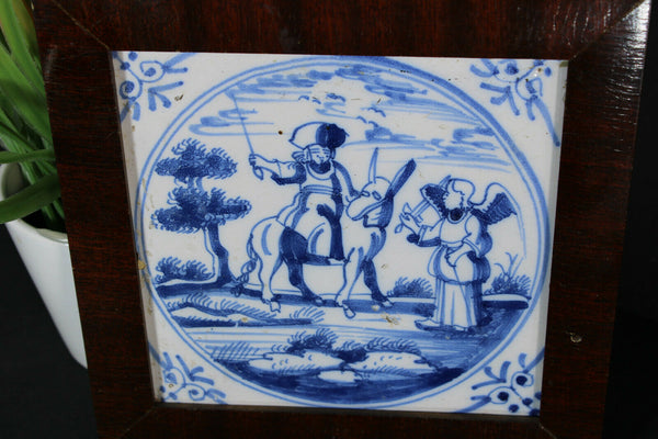 Antique 1800 delft pottery blue white religious bible saint paul scene