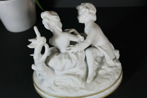 German unterweissbach marked bisque porcelain romantic couple statue