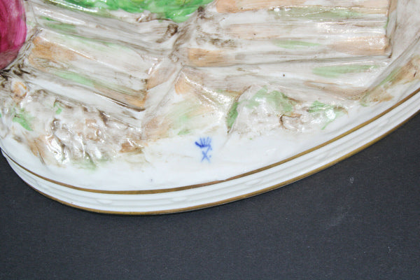 German porcelain Group statue romantic bird marked