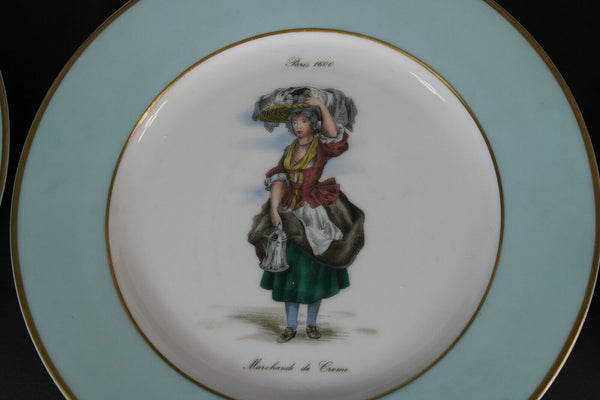 Set 5 Antique vieux paris porcelain plate old french jobs marked