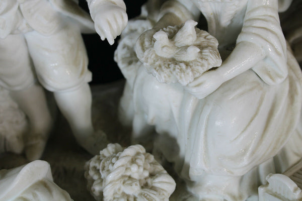 Antique LArge German bisque porcelain group Romantic birds scene
