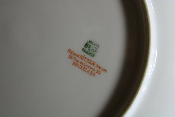 Antique set 5 Limoges marked hand paint bird decor plates