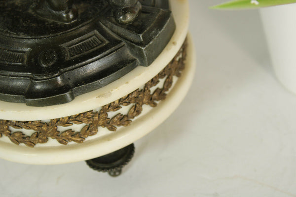 Antique empire design spelter bronze putti cherubs Figurine lamp marble