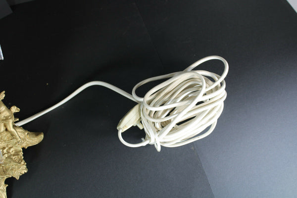 Vintage french crystal glass brass cherub putti table lamp rare 1960