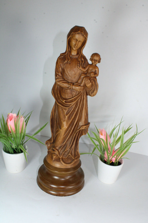 Vintage large french Statue saint MAdonna child figurine statue