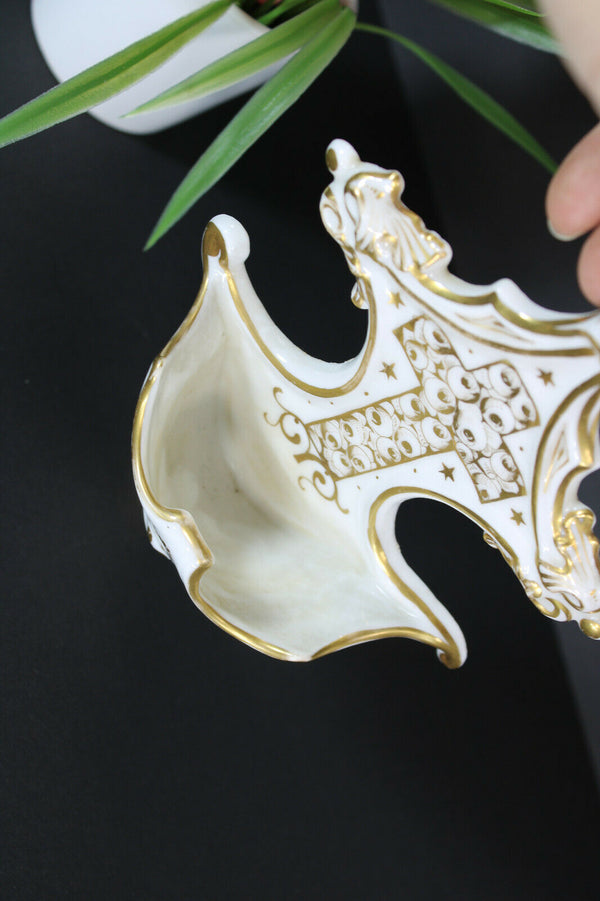 Antique French vieuw paris porcelain holy water font religious