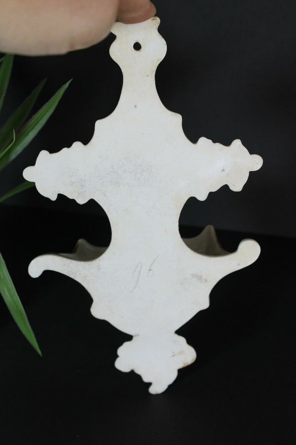 Antique French vieuw paris porcelain holy water font religious