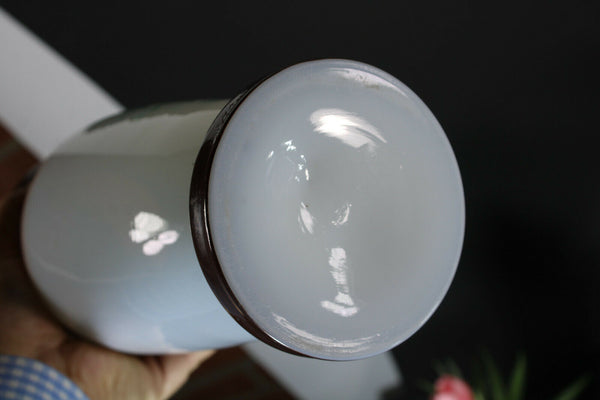 Set 3 antique french opaline glass enamel floral decor dog duck swan romantic