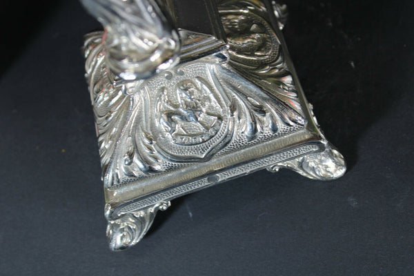 Antique French spelter zinc Crucifix Calvary 4 evangelist symbols religious