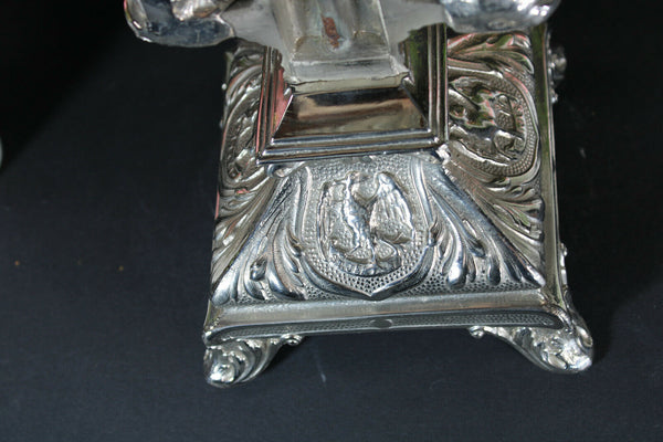 Antique French spelter zinc Crucifix Calvary 4 evangelist symbols religious