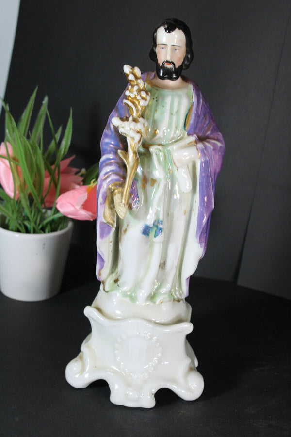 LArge Antique french vieux paris porcelain saint joseph figurine statue