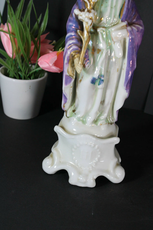 LArge Antique french vieux paris porcelain saint joseph figurine statue