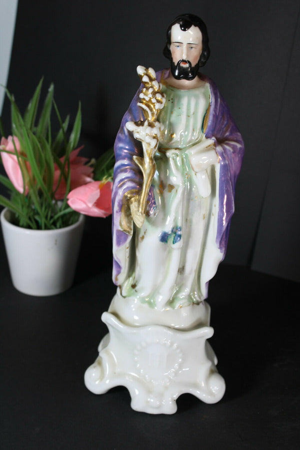 LArge Antique french vieux paris porcelain saint joseph figurine statue