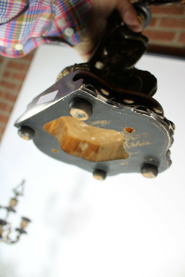 PAIR antique Cherub putti figural Candelabras candle holders zamac metal