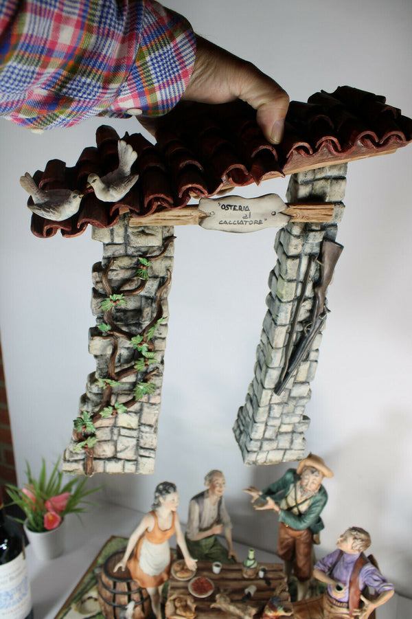 XXL capodimonte porcelain Signed MARFO hunt trophy dinner statue group dogs