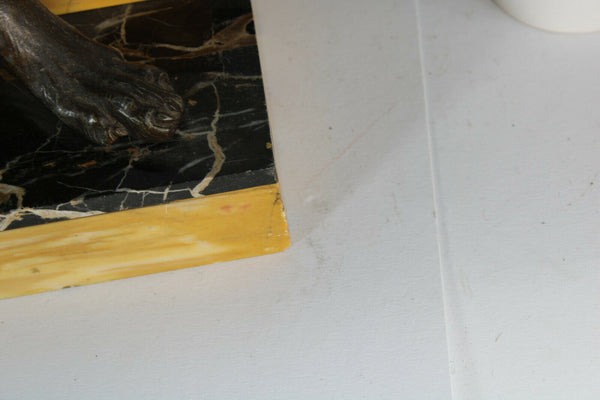 Antique French art deco marble spelter zamac dog Marble base statue sculpture