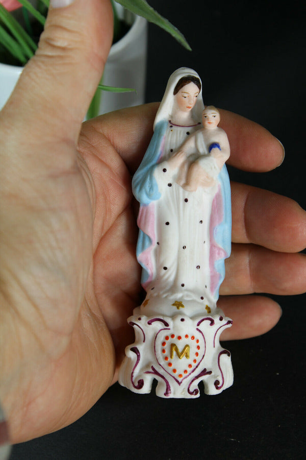 Antique french vieux paris porcelain madonna figurine statue