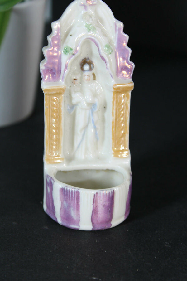 Antique french vieux paris porcelain holy water font archangel angel