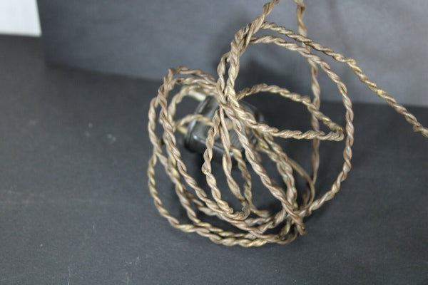 Antique Art nouveau Bronze Floral Frame mushroom crystal glass bowl lamp