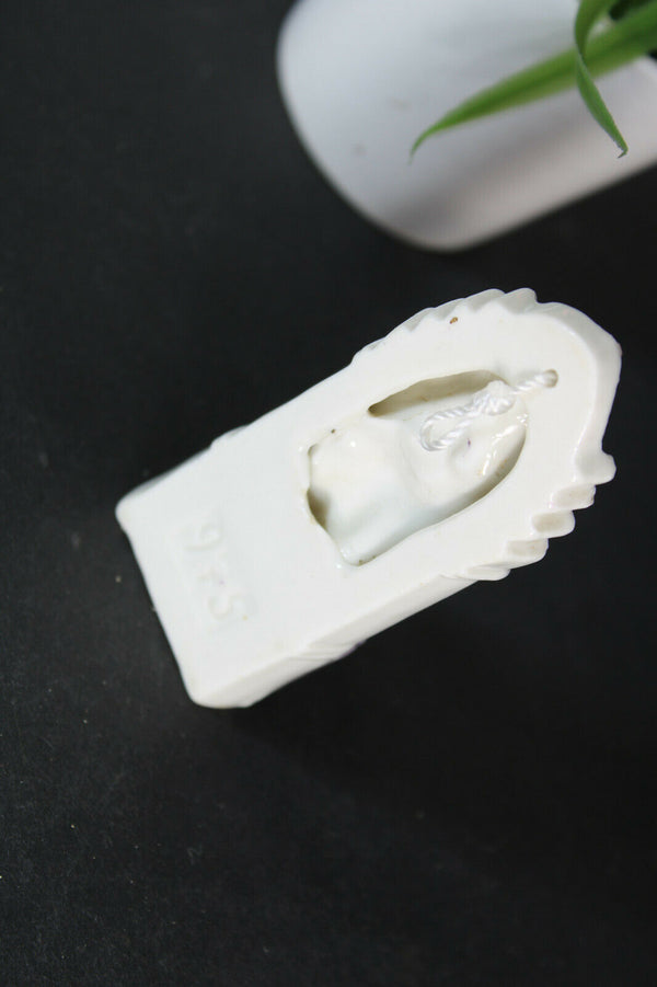 Antique french vieux paris porcelain holy water font archangel angel