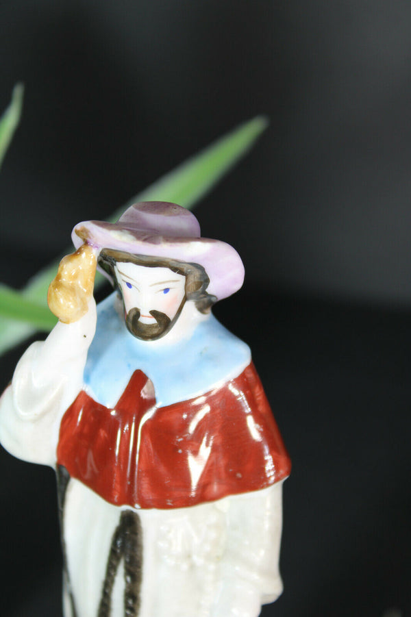 Antique french vieux paris porcelain saint roch dog statue figurine religious