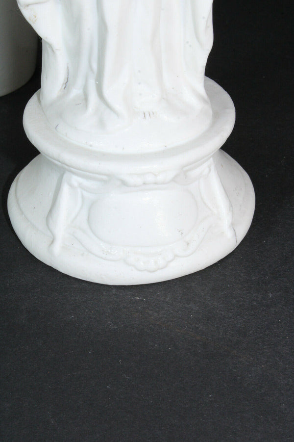 Antique french bisque porcelain white madonna statue figurine letu mauger signed