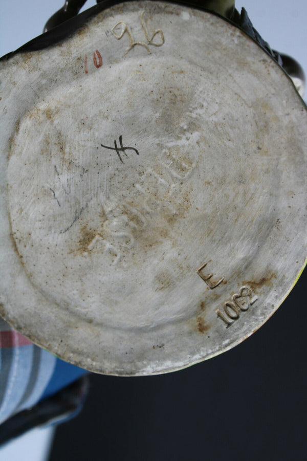 PAIR French porcelain faience putti angels cherub birds statue