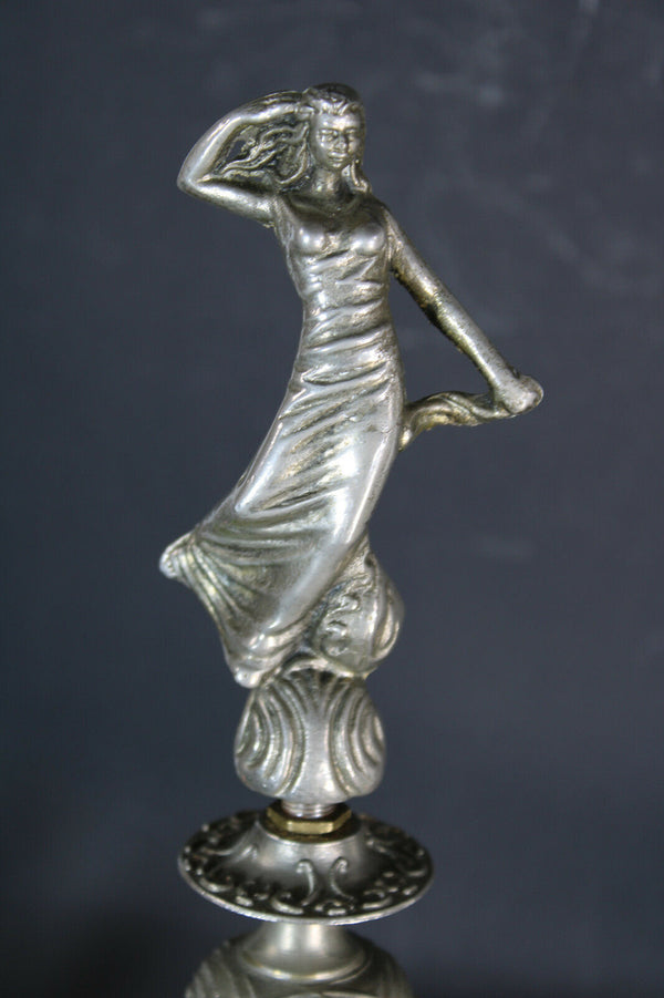 Vintage 1970 Brass Glass presentation tray cup cake biscuits figurine fish base