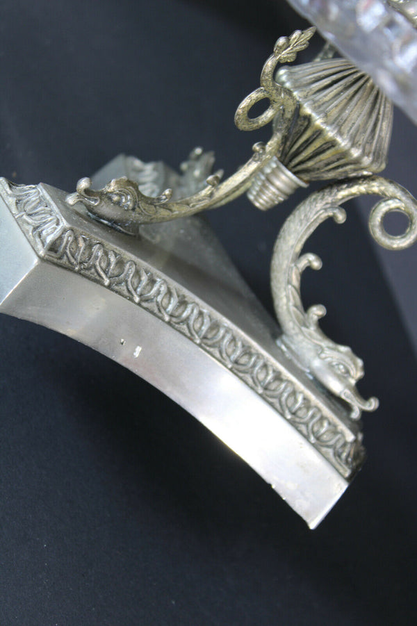 Vintage 1970 Brass Glass presentation tray cup cake biscuits figurine fish base