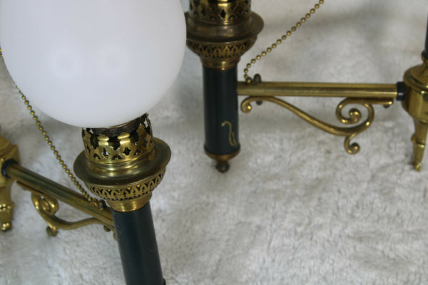 Set 3 bronze opaline Wall lights sconces Torch model Attr. maison arbus 1970s