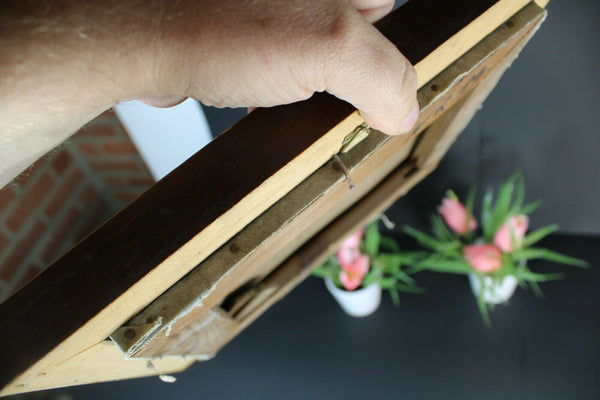 Vintage oil canvas dog painting signed