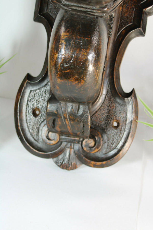 Majestical Antique black forest wood carved Dragon Gothic Wall console rare