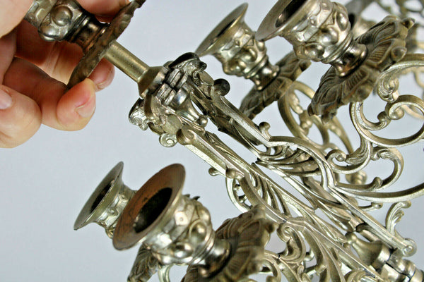 PAIR Vintage zamac Wood dragon head candle holders candelabras