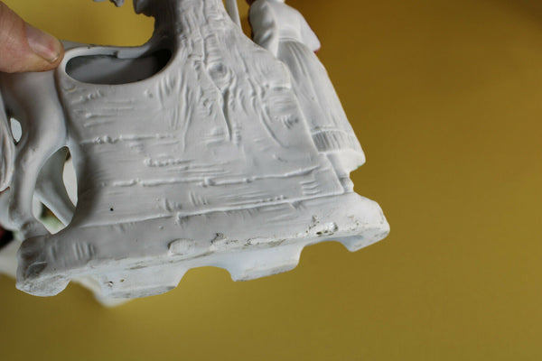 PAIR german grafental bisque porcelain statue group horse marked