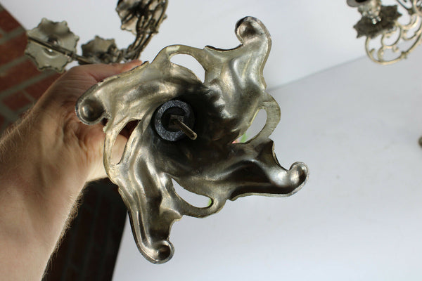 PAIR Vintage zamac Wood dragon head candle holders candelabras