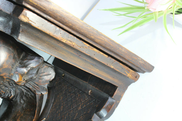 Majestical Antique black forest wood carved Dragon Gothic Wall console rare