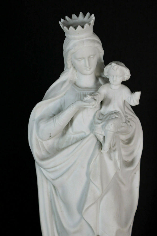 Antique porcelain bisque white madonna child figurine statue religious
