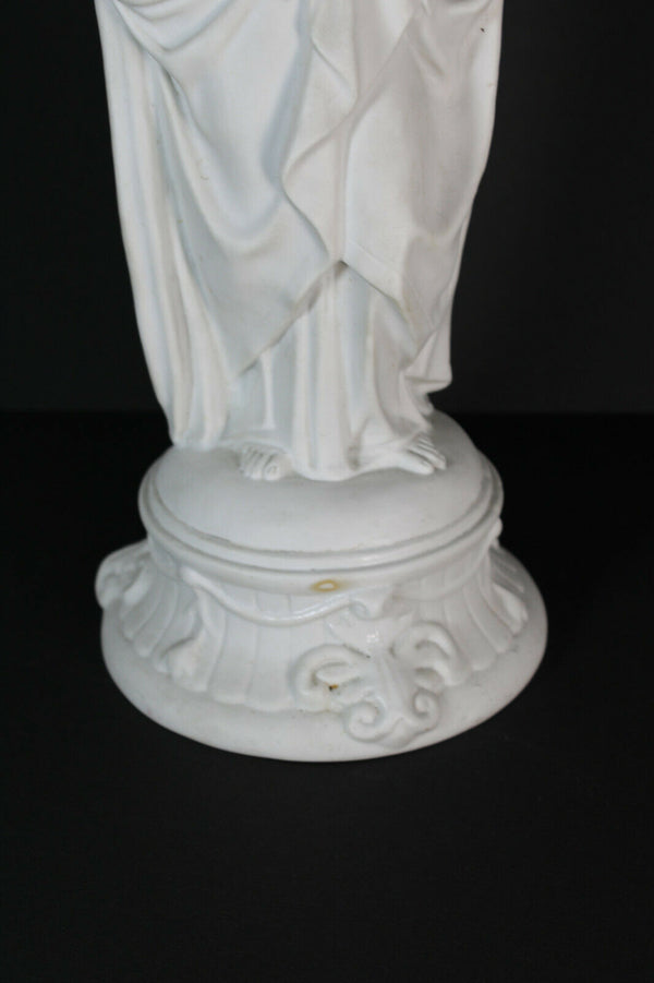 Antique porcelain bisque white madonna child figurine statue religious