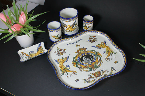 Antique Porcelain de GIEN marked Smoking set mythological theme