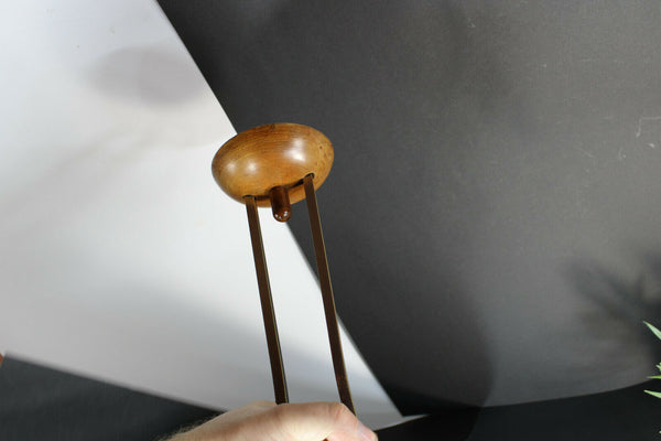 Vintage french art deco desgn 1960 teak wood glass pendant lamp chandelier