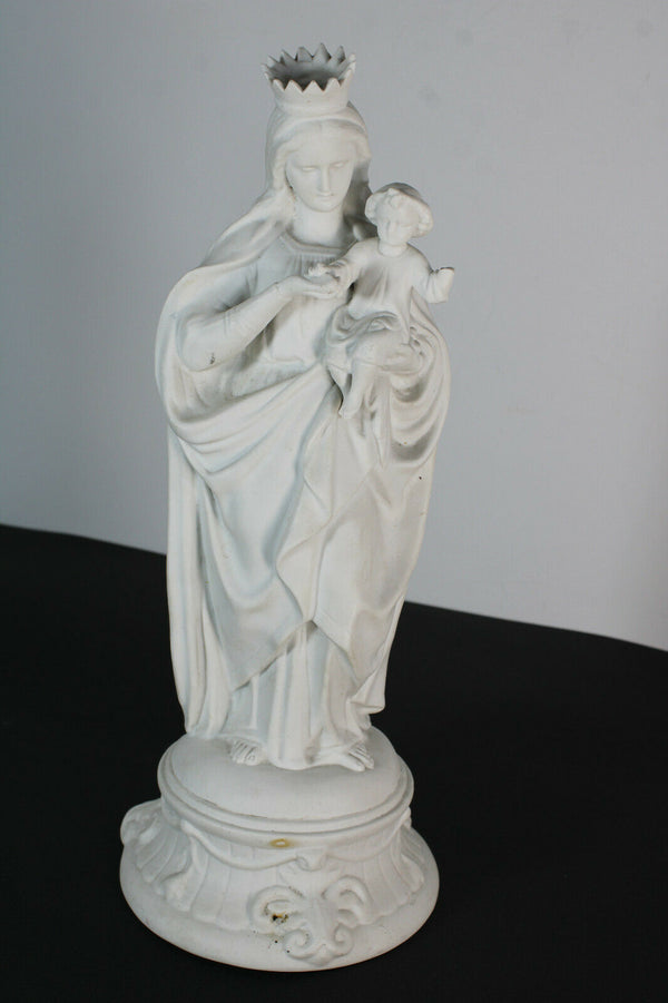 Antique porcelain bisque white madonna child figurine statue religious