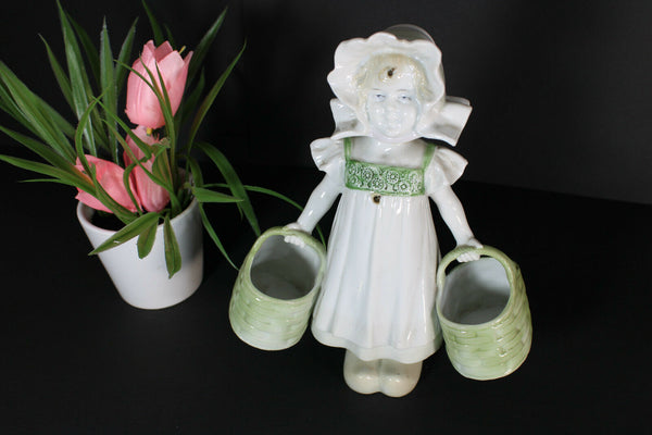 Rare dutch porcelain milk girl salt pepper stand moving system 1960
