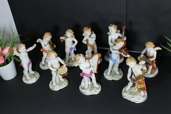 Set 10 German schierholz porcelain marked Musician figurine angels cherubs