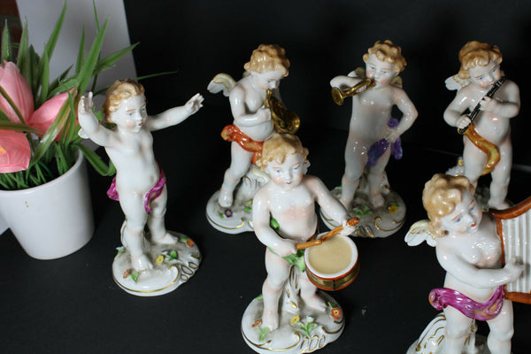 Set 10 German schierholz porcelain marked Musician figurine angels cherubs
