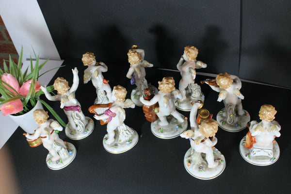 Set 10 German schierholz porcelain marked Musician figurine angels cherubs