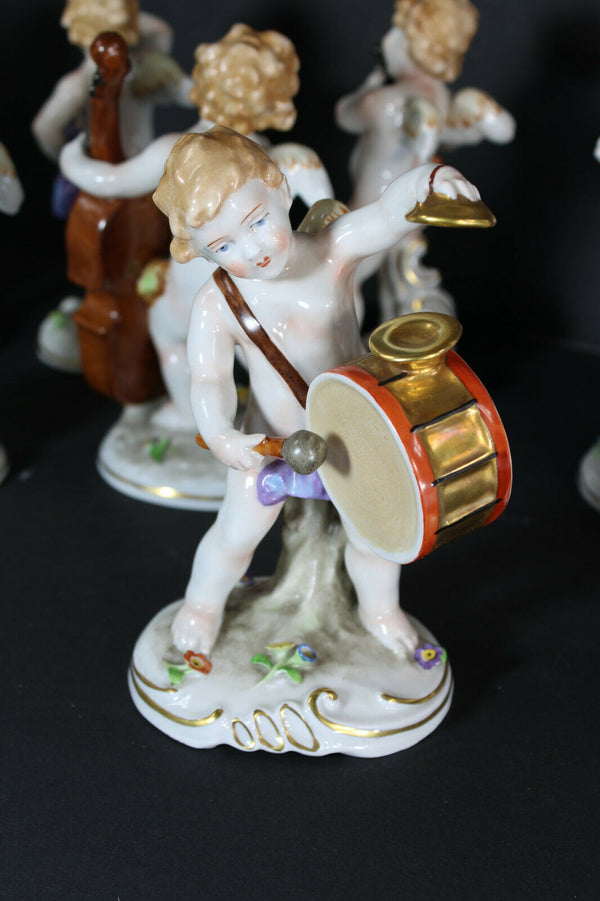 Set 10 German schierholz porcelain marked Musician figurine angels cherubs
