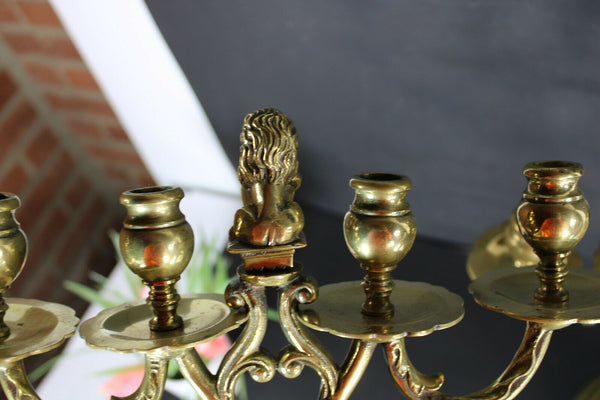 PAIR antique bronze amsterdam lion Candelabras candle holders