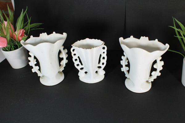 SEt Antique french religious vieux paris porcelain vases chapen madonna joseph