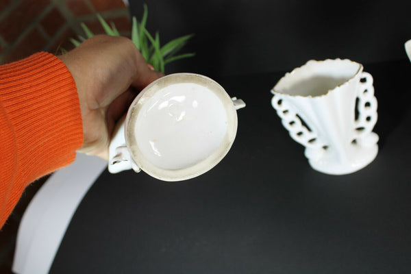 SEt Antique french religious vieux paris porcelain vases chapen madonna joseph